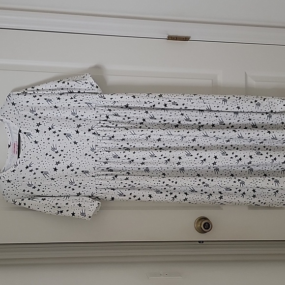 Urban Threads Size 14 Midi Smock Dress White Star Print, Exc. Used Condition - Picture 1 of 11